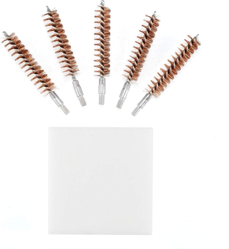 BOOSTEADY 5 Pcs Phosphor Bristle Bronze Bore Gun Cleaning Brush for Pistol Shotgun with 50 Professional Square Patches Multi-Caliber - Image 3